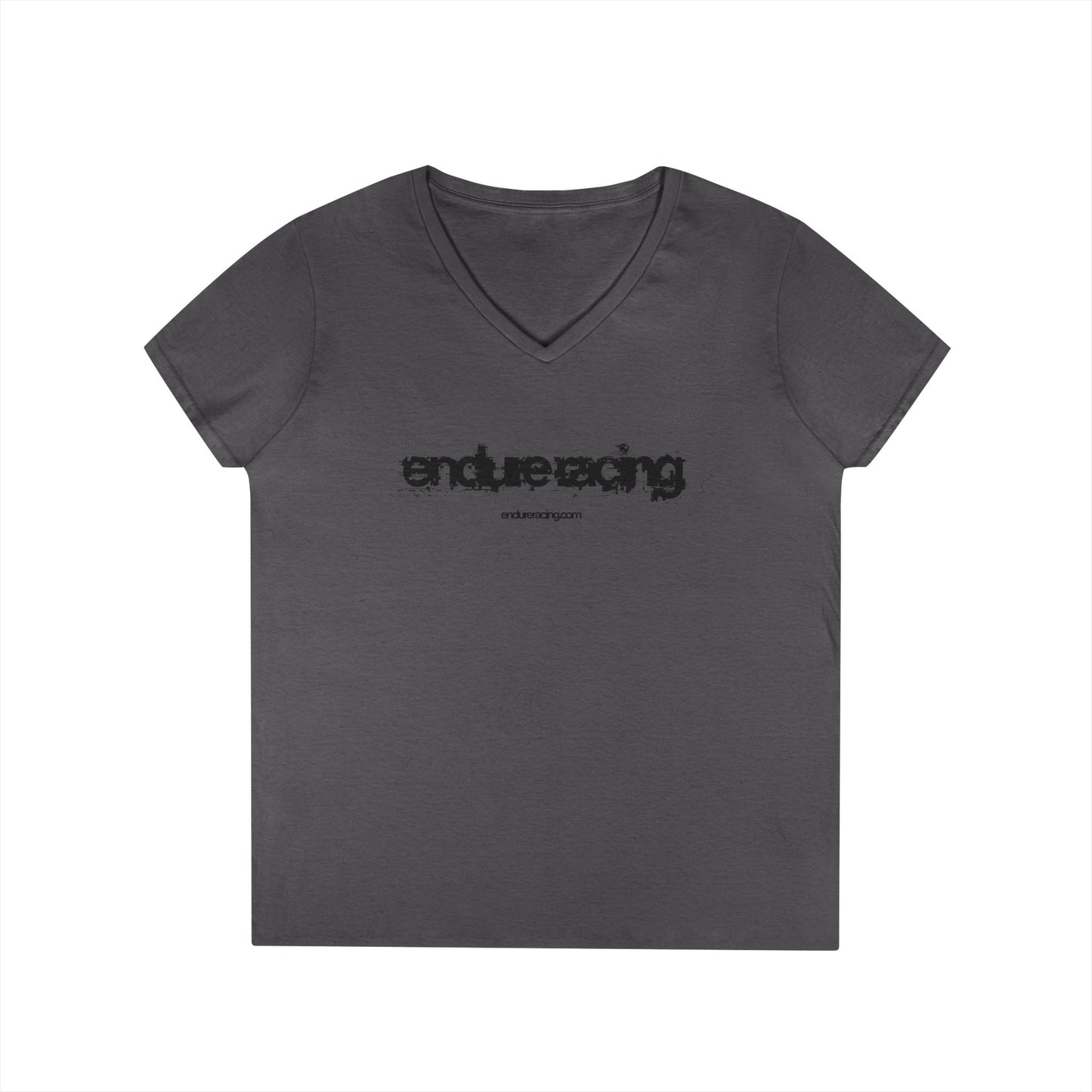 Women's simple V neck tee in charcoal