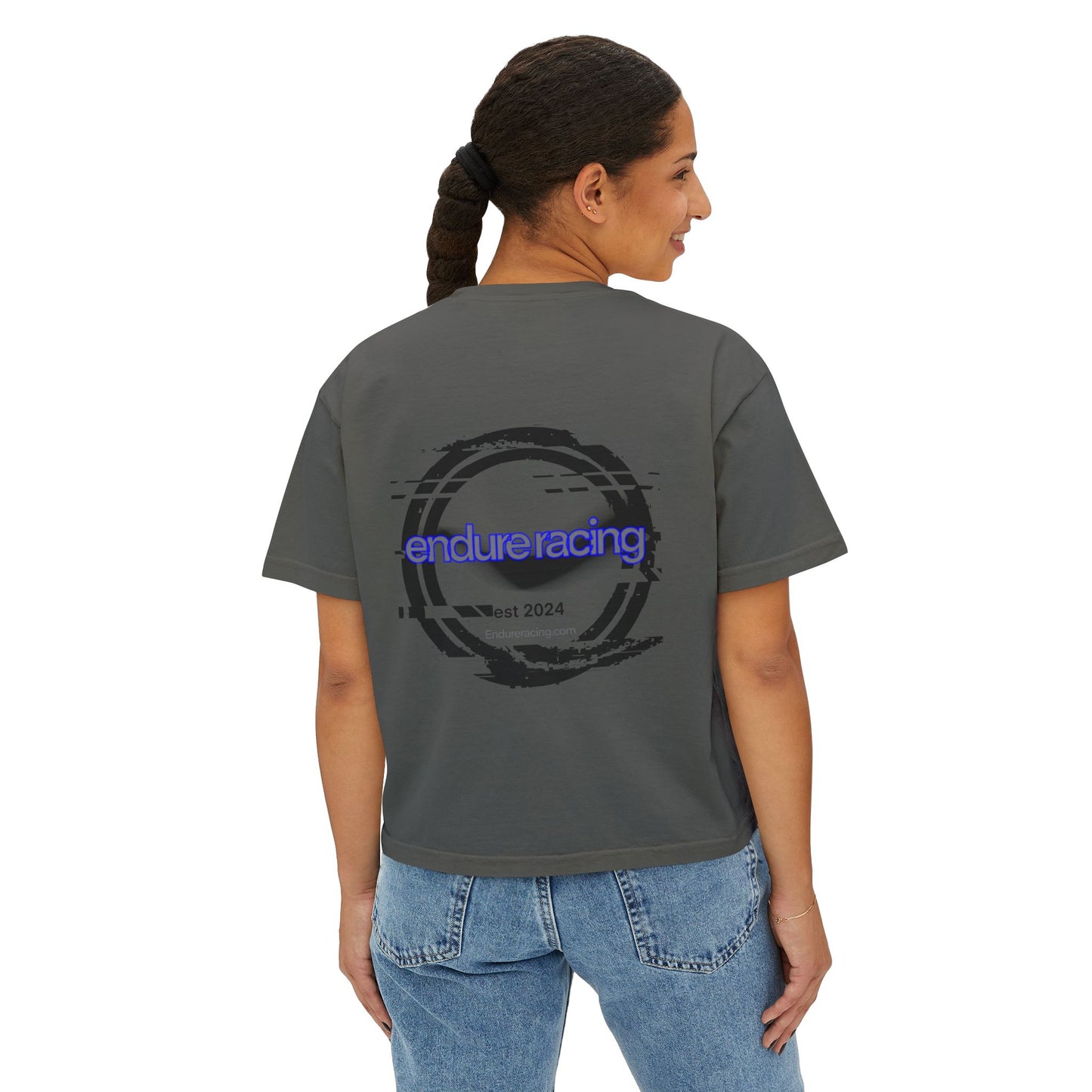 Women's boxy crop w back print