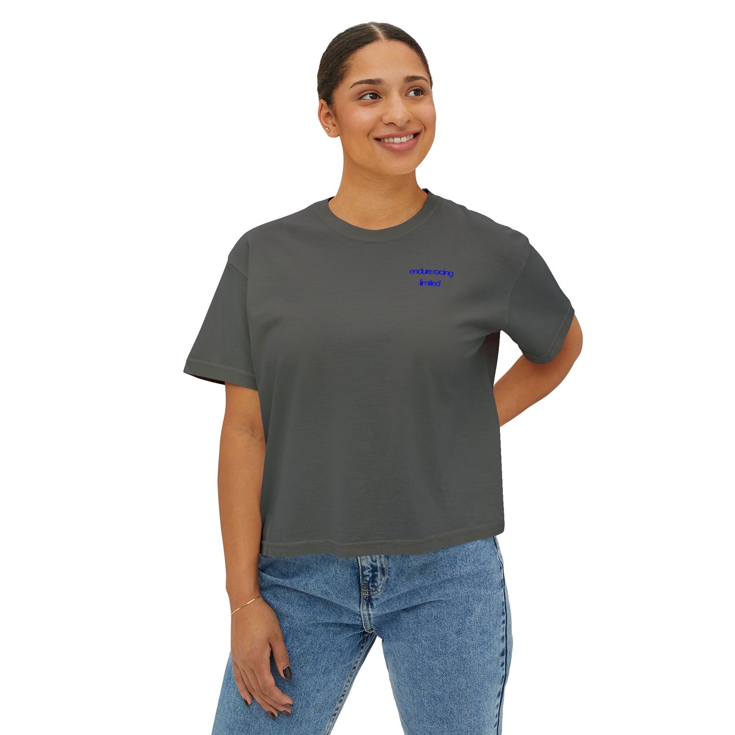 Women's boxy crop w back print